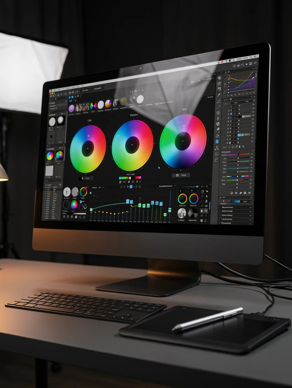 Digital editing of landscape photography on a monitor